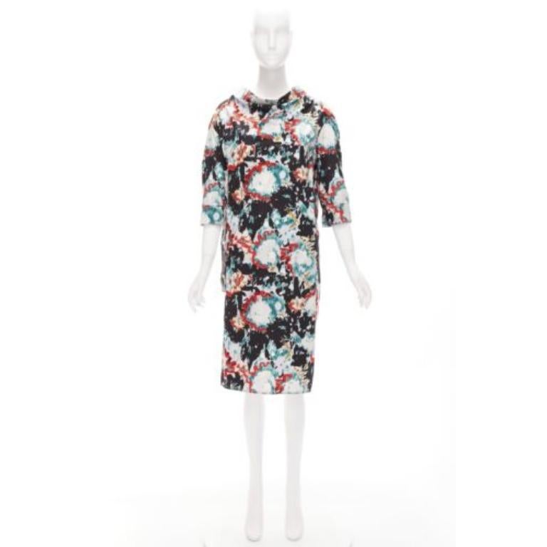 MARNI graphic splash paint print cotton oriental cut dress IT36 XS For Sale 4