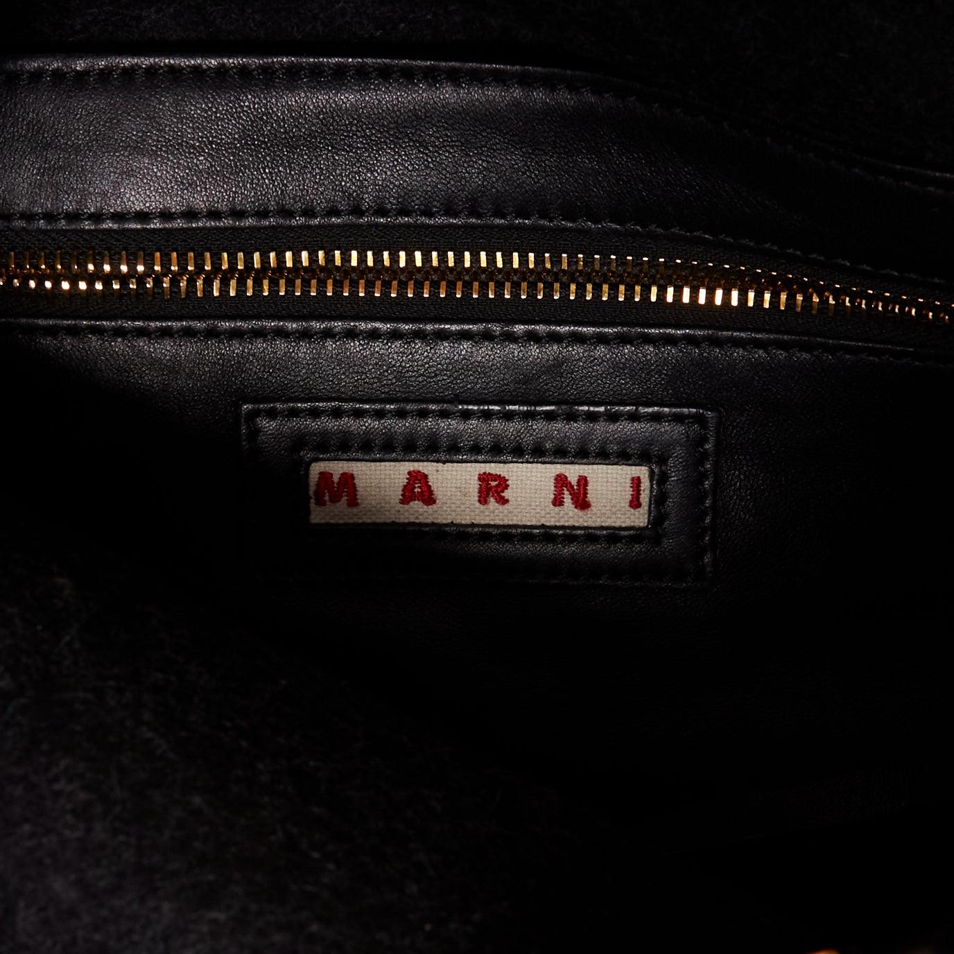 MARNI green black brown colorblock thick handle large shoulder tote bag 6