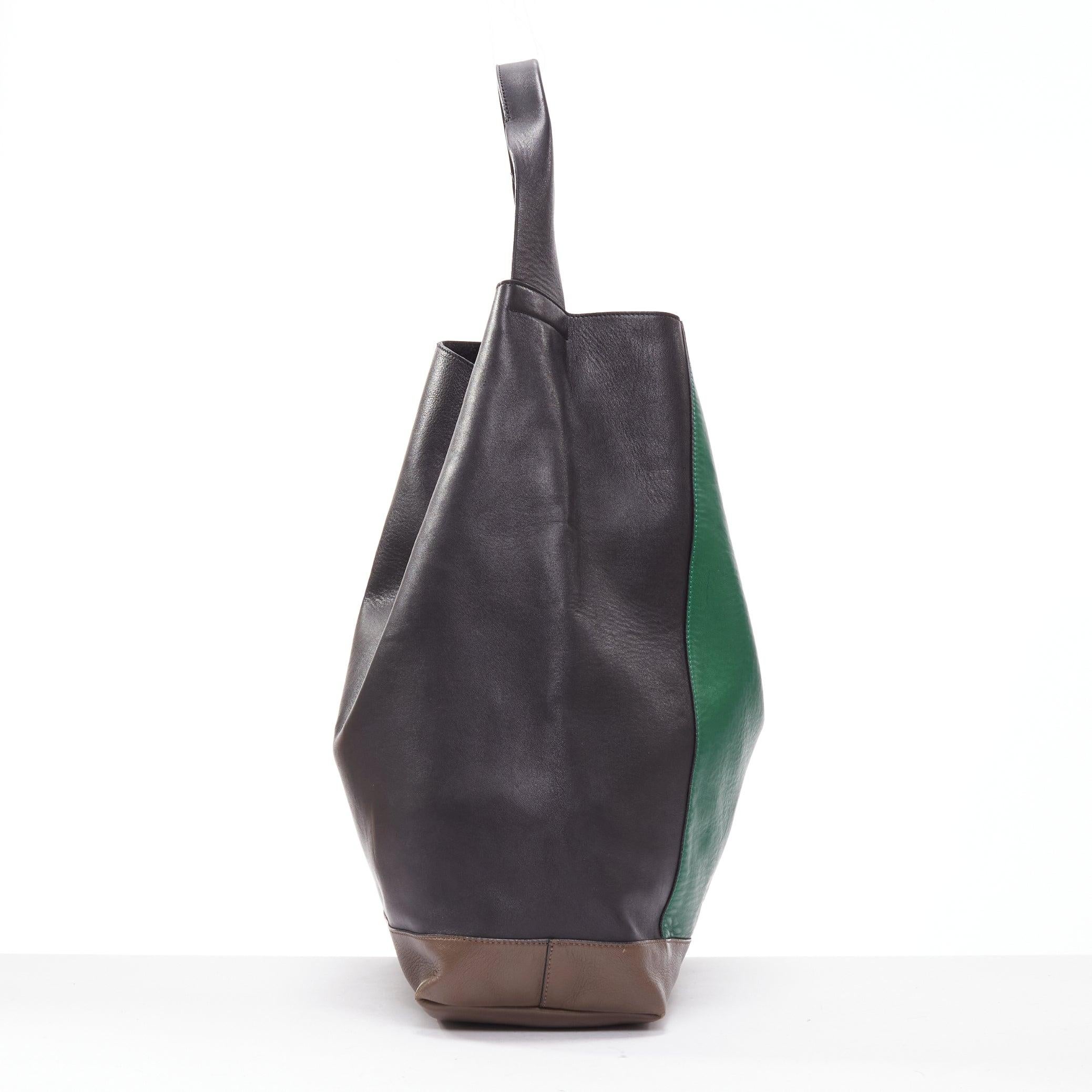 MARNI green black brown colorblock thick handle large shoulder tote bag 1