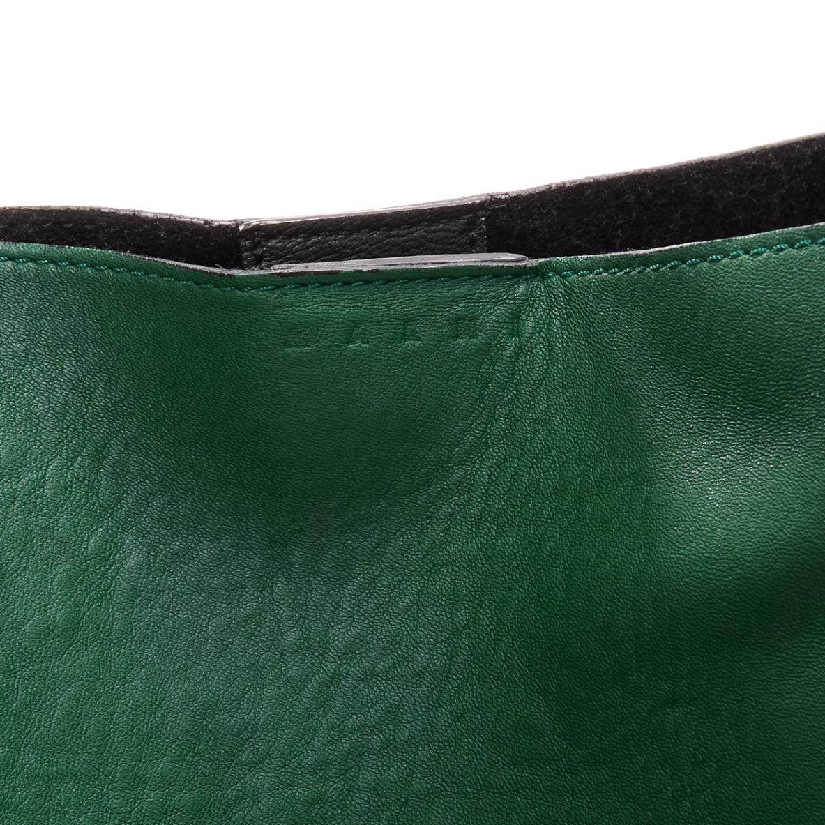MARNI green black brown colorblock thick handle large shoulder tote bag 3