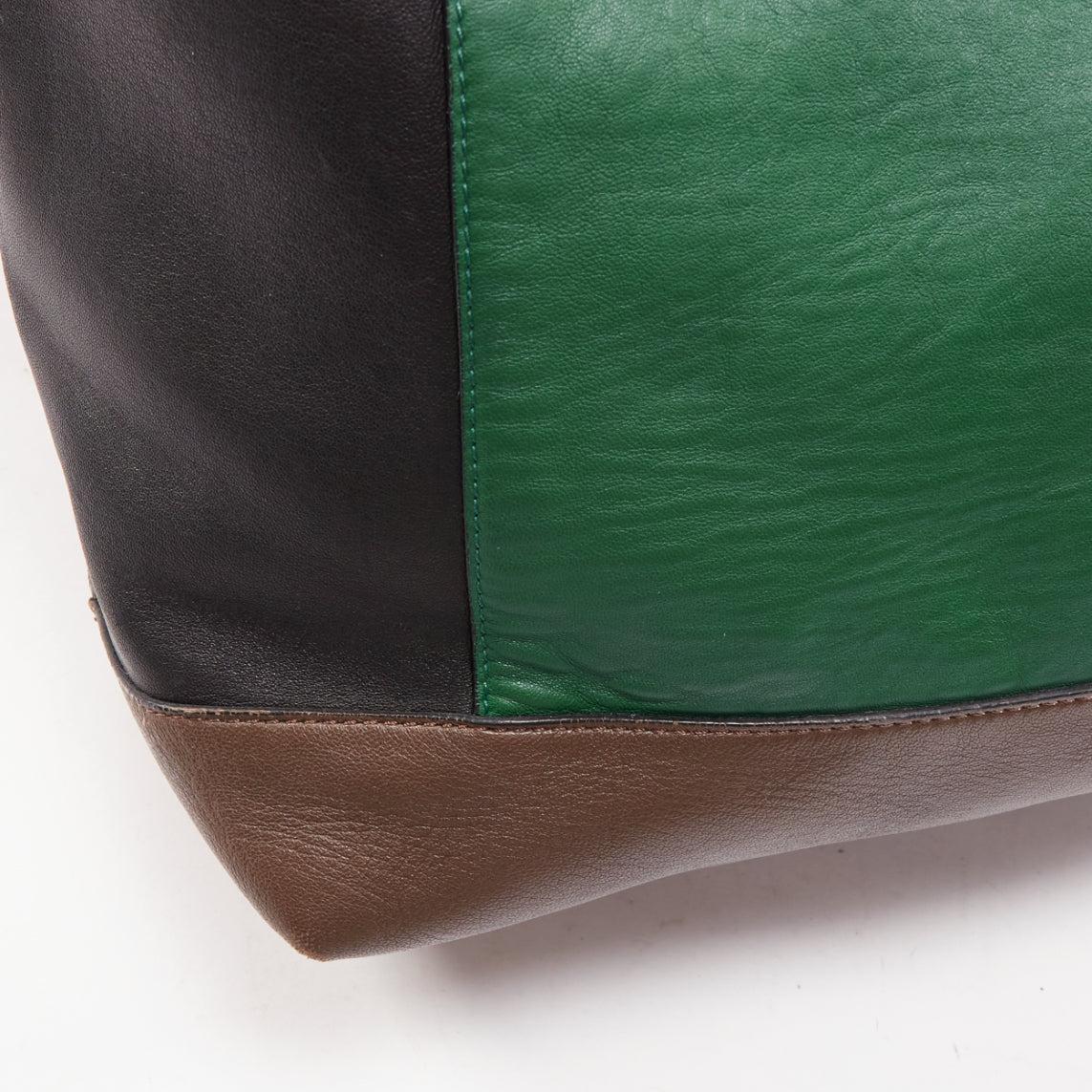 MARNI green black brown colorblock thick handle large shoulder tote bag 4