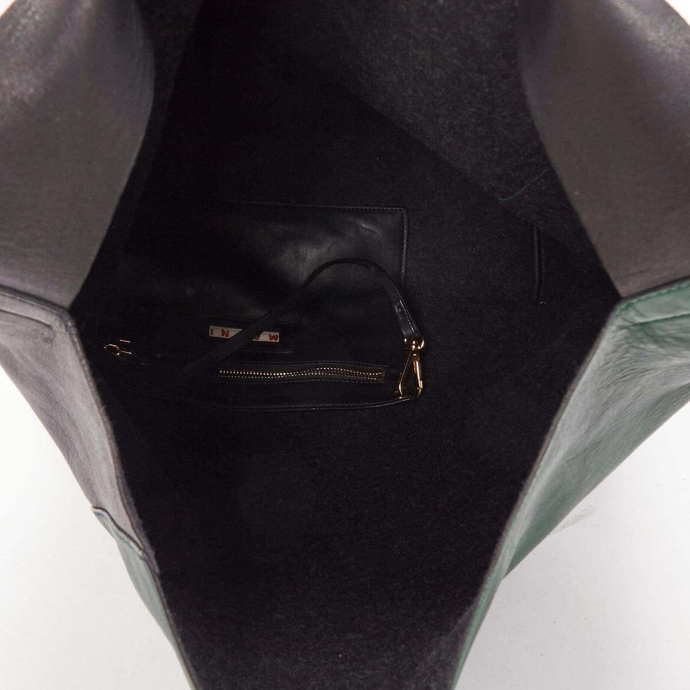 MARNI green black brown colorblock thick handle large shoulder tote bag 5