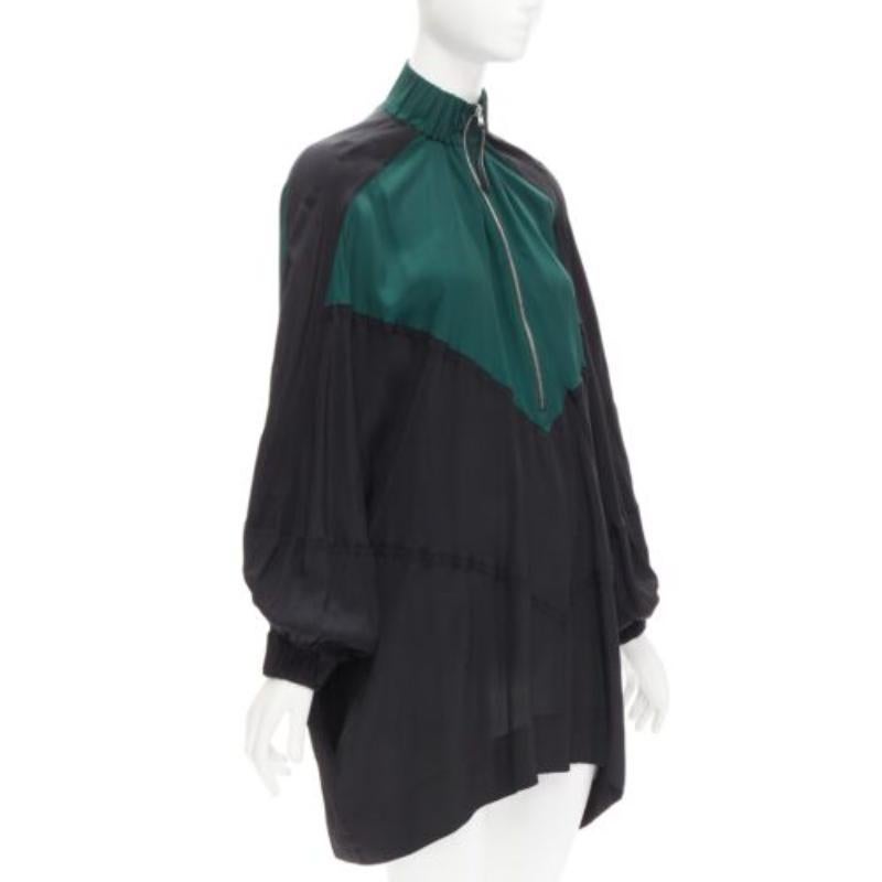 Black MARNI green black colorblock batwing track suit inspired dress IT36 XS For Sale