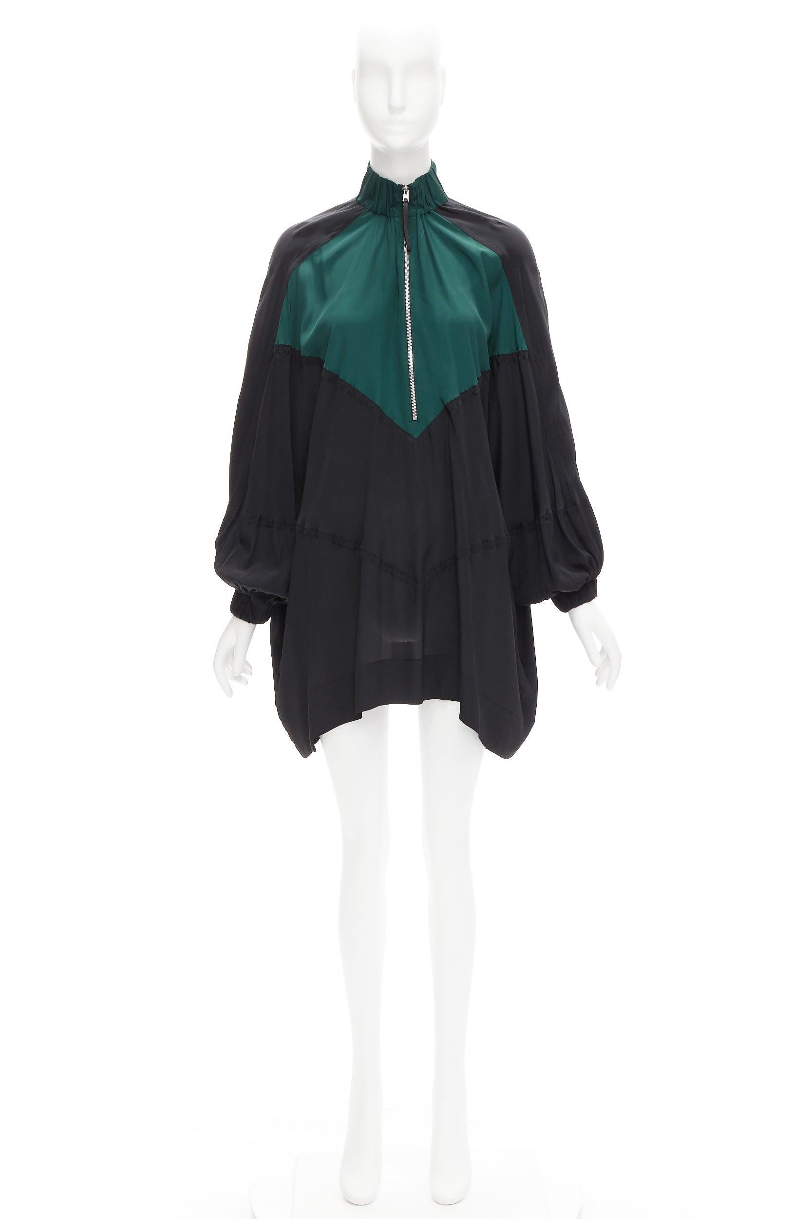 MARNI green black colorblock batwing track suit inspired dress IT36 XS 3
