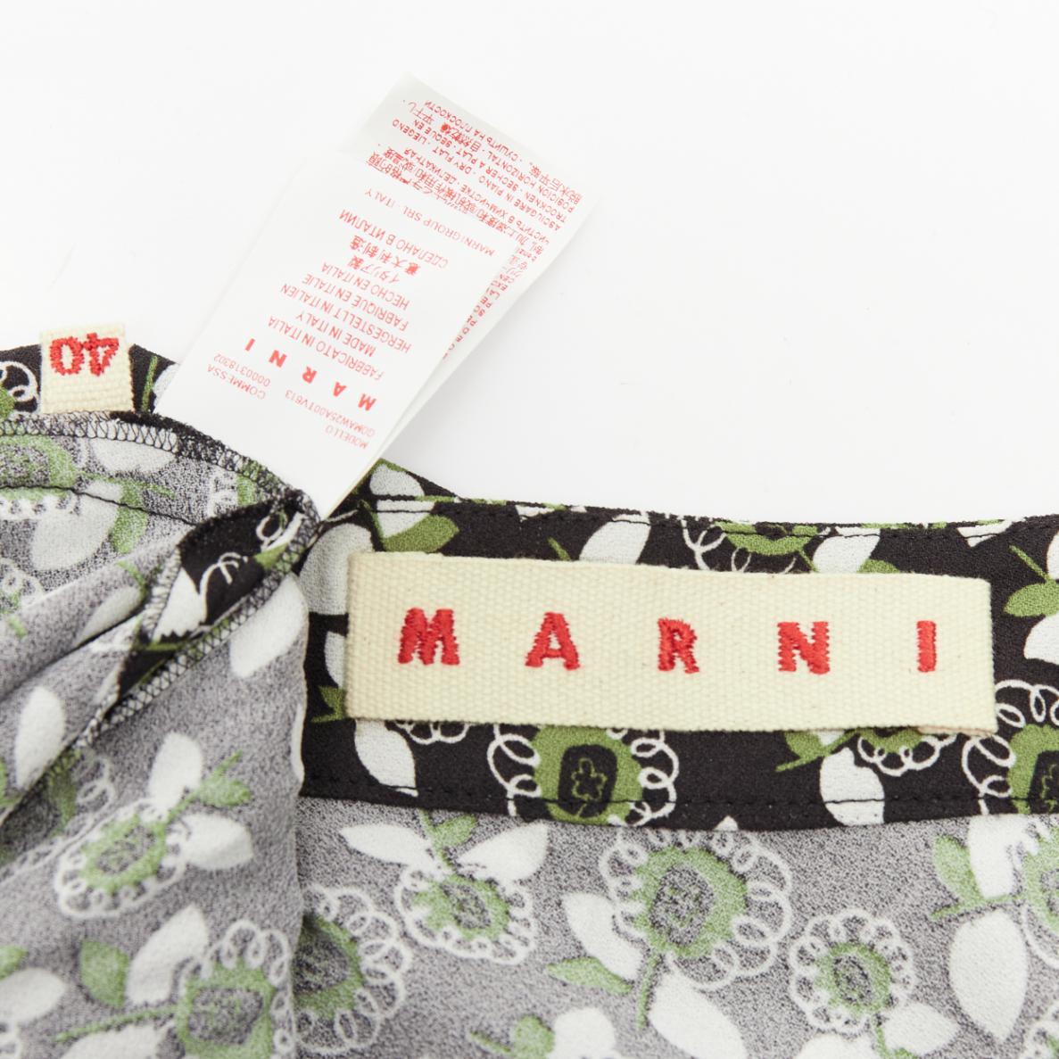 MARNI green black floral print viscose mid waist midi skirt IT40 S For Sale 3