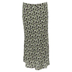 MARNI green black floral print viscose mid waist midi skirt IT40 S