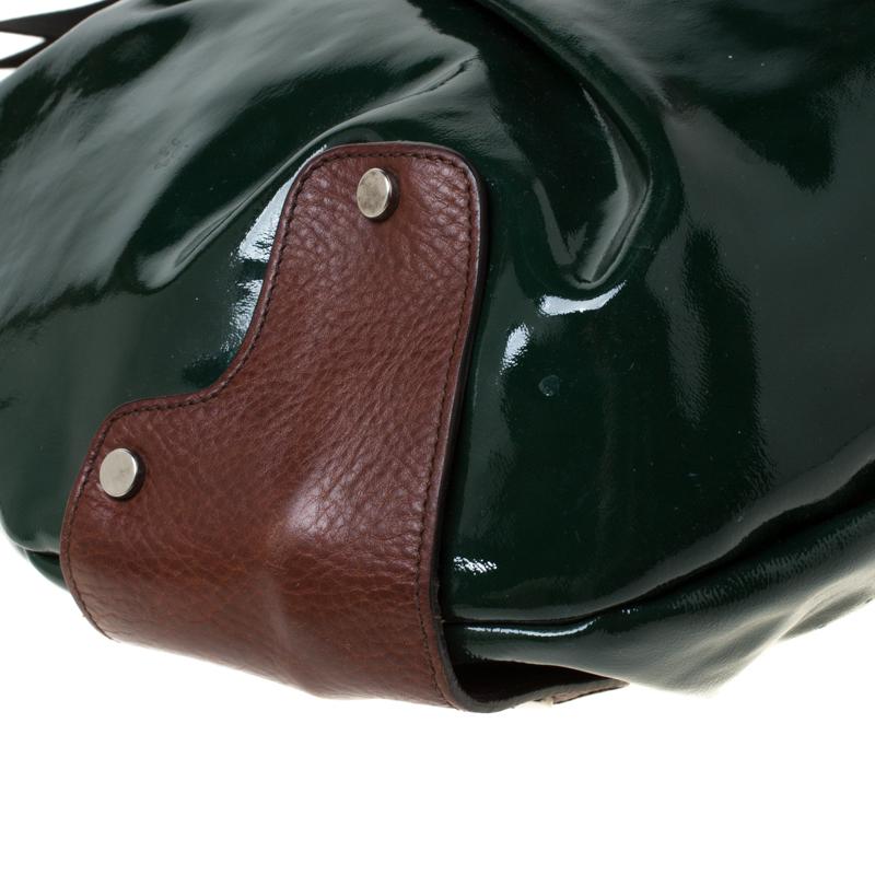 Marni Green/Brown Patent Leather New Balloon Hobo For Sale 4