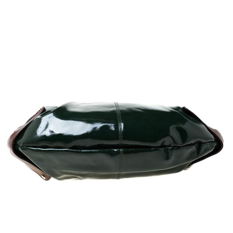 Marni Green/Brown Patent Leather New Balloon Hobo In Good Condition For Sale In Dubai, Al Qouz 2