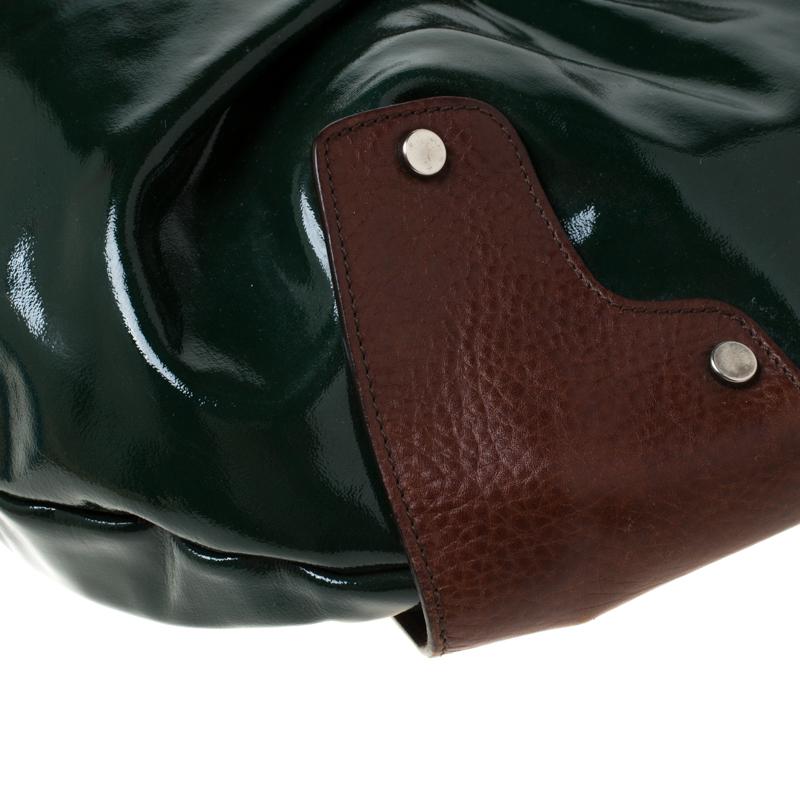Marni Green/Brown Patent Leather New Balloon Hobo For Sale 3