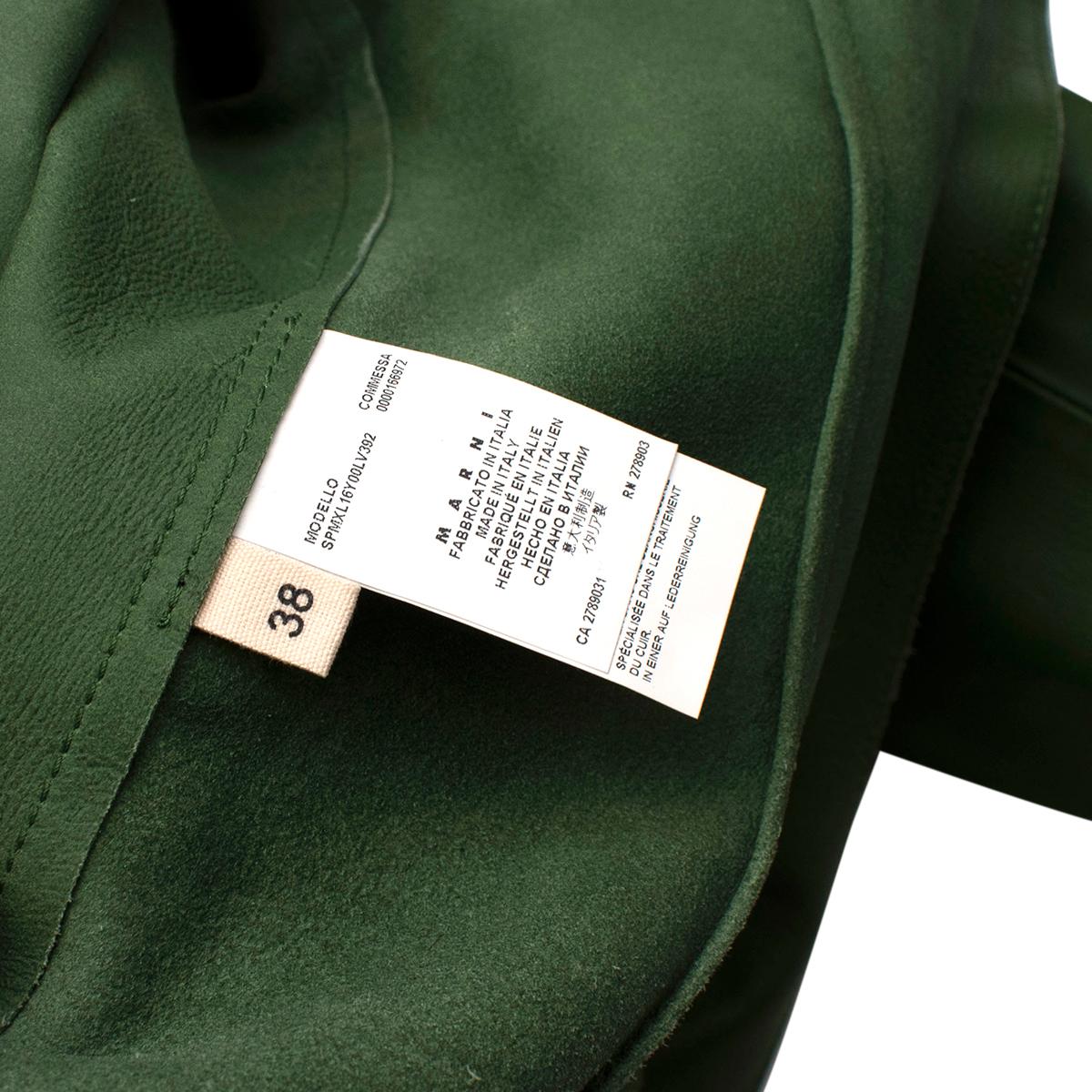 Marni Green Calf Leather Mid-Length Coat - Size 6US For Sale 2
