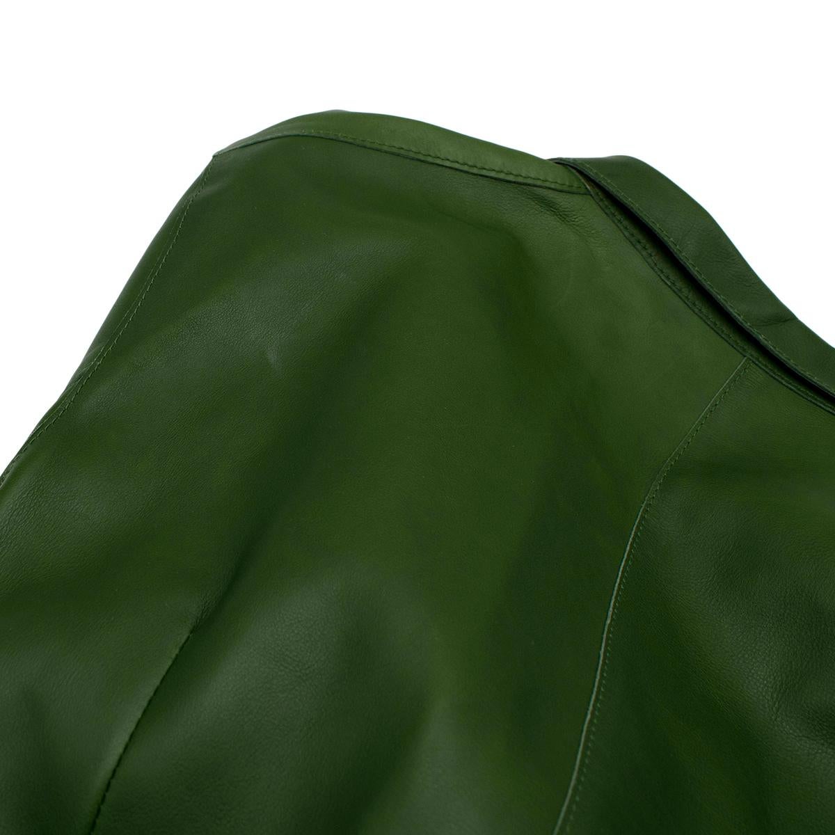 Marni Green Calf Leather Mid-Length Coat - Size 6US For Sale 3