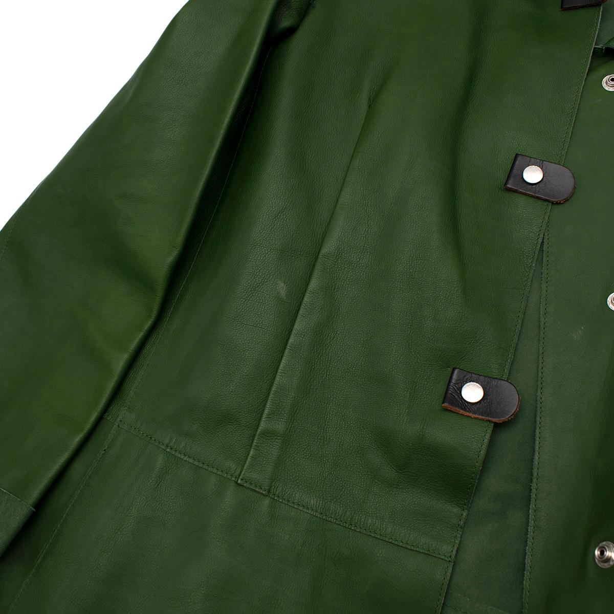 Marni Green Calf Leather Mid-Length Coat - Size 6US In Excellent Condition For Sale In London, GB