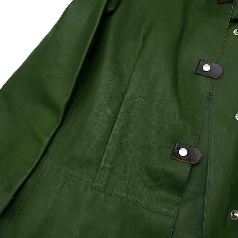 Marni Green Calf Leather Mid-Length Coat - Size 6US For Sale at 1stDibs