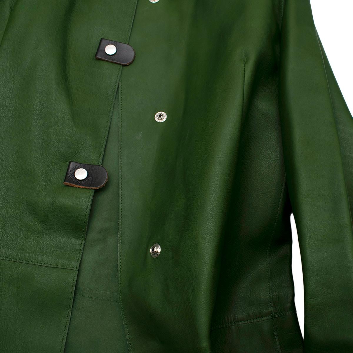 Women's Marni Green Calf Leather Mid-Length Coat - Size 6US For Sale