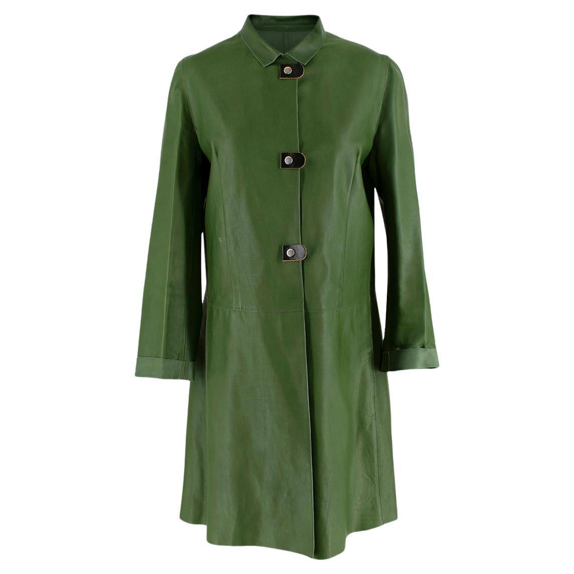 Marni Green Calf Leather Mid-Length Coat - Size 6US