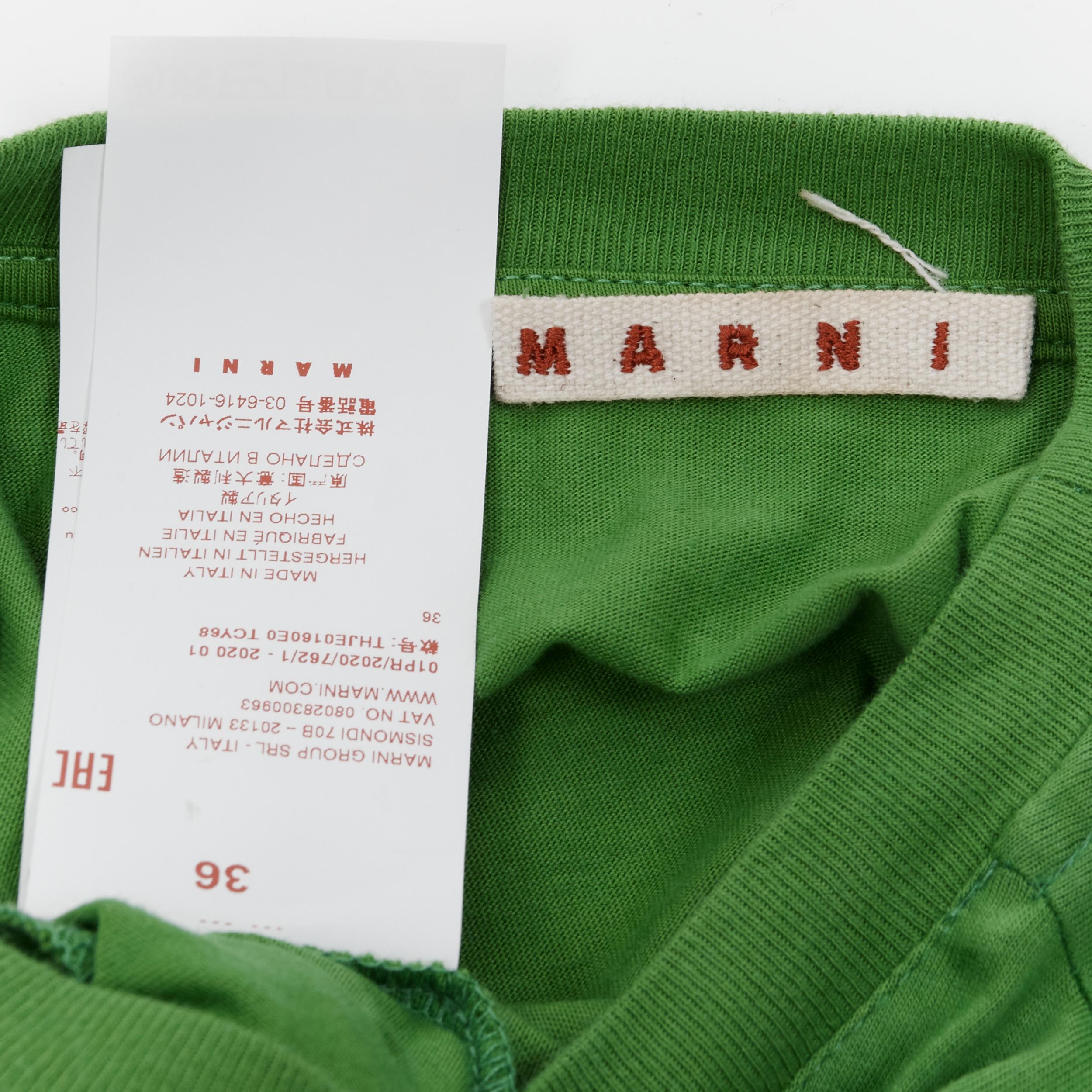 MARNI green cotton waist grosgrain bow drawstring hem t-shirt dress IT38 XS For Sale 4