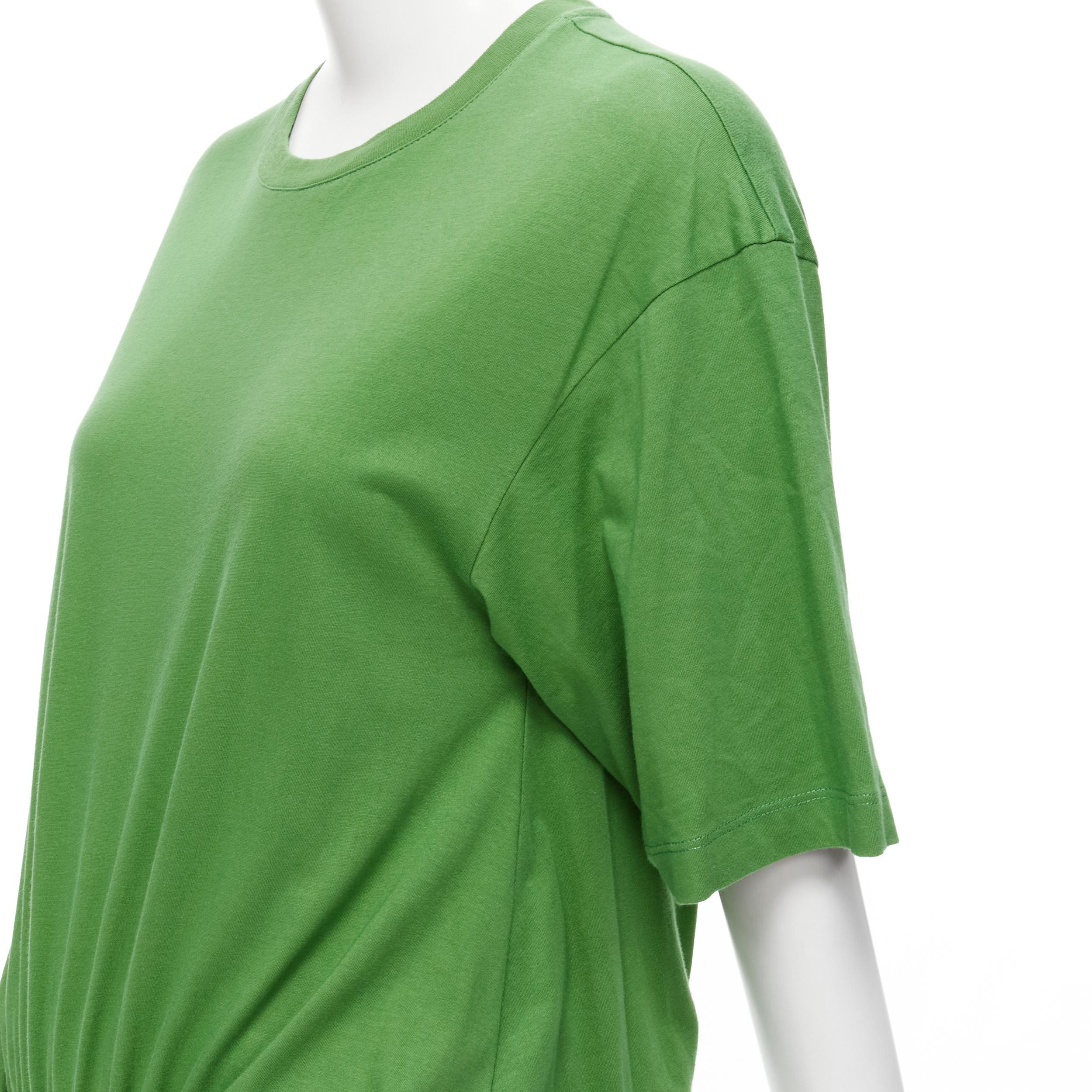 Women's MARNI green cotton waist grosgrain bow drawstring hem t-shirt dress IT38 XS For Sale