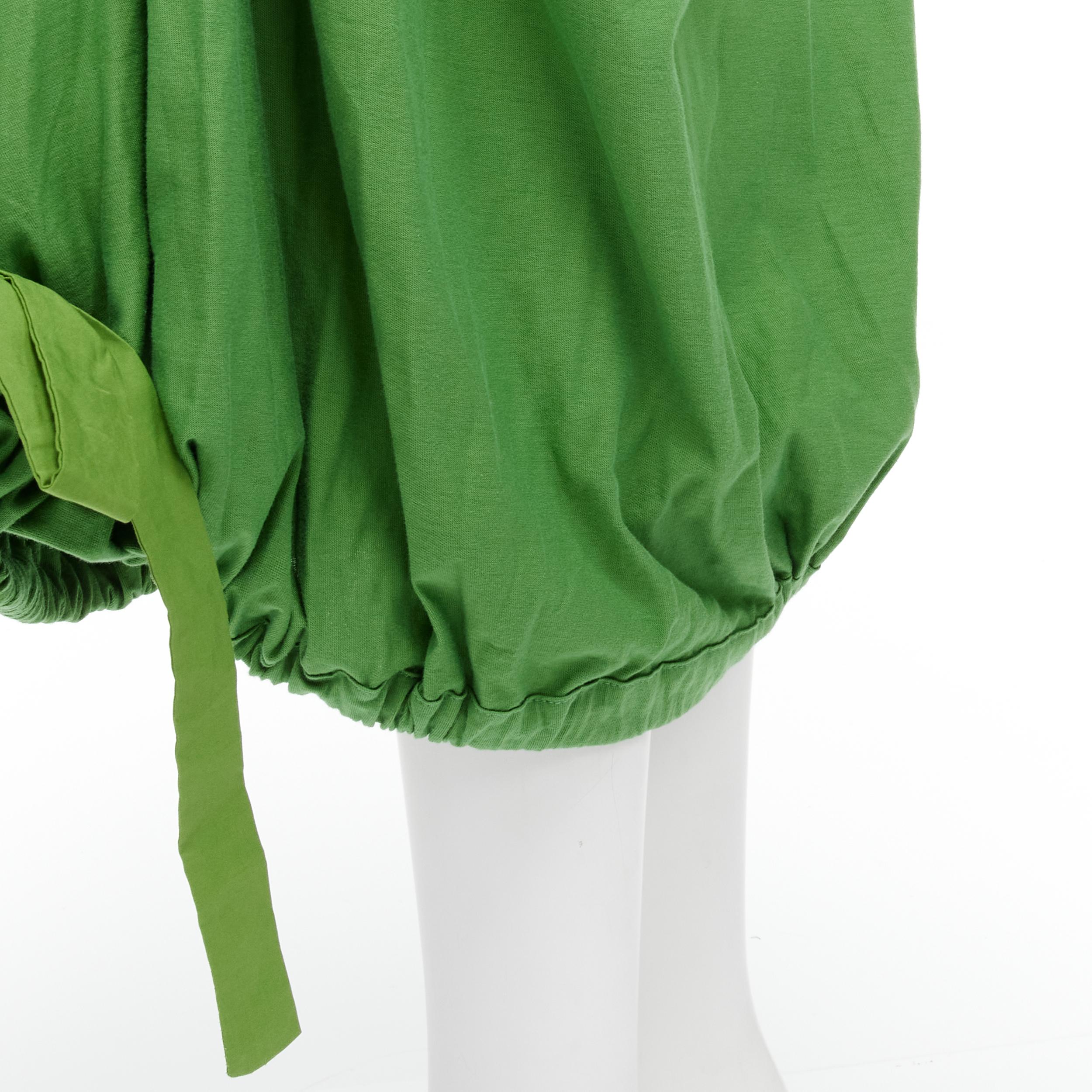 MARNI green cotton waist grosgrain bow drawstring hem t-shirt dress IT38 XS For Sale 2