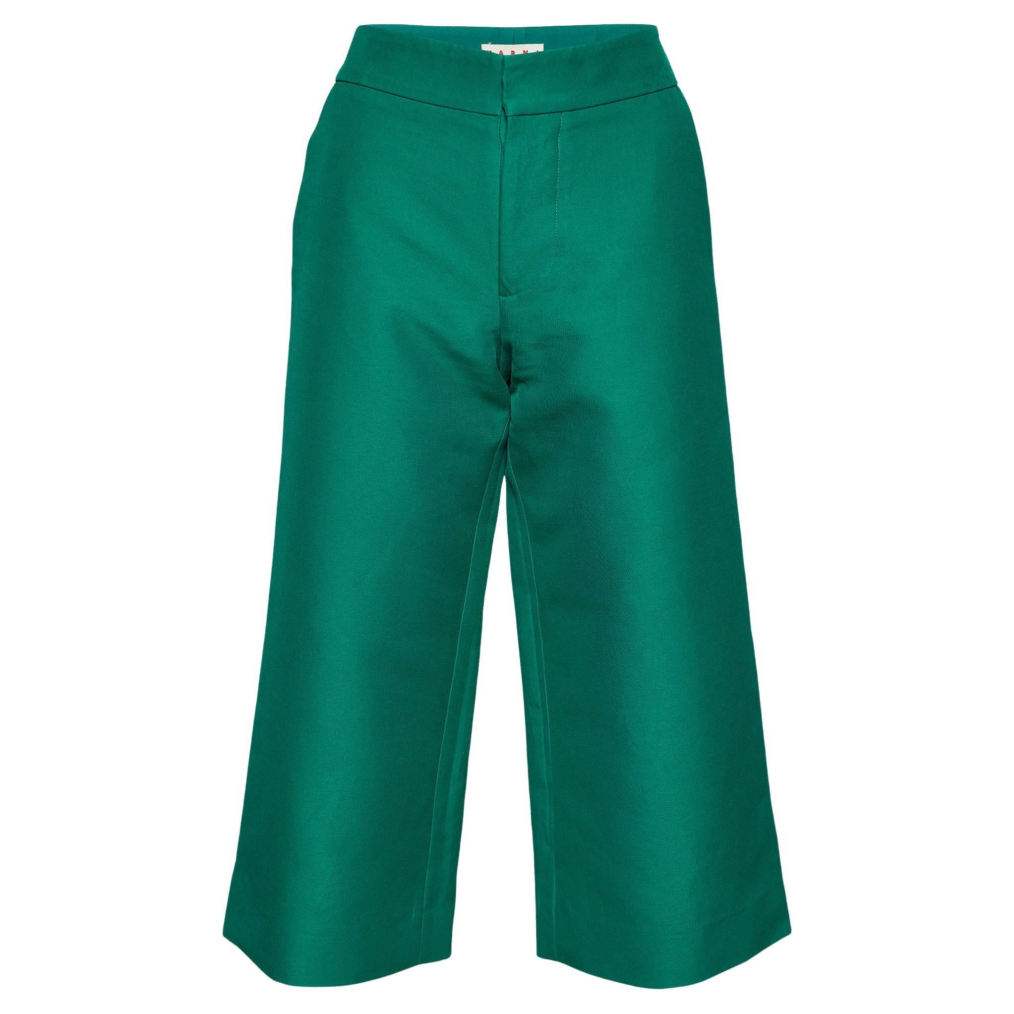 Marni Green Cotton Wide Leg Culottes S For Sale