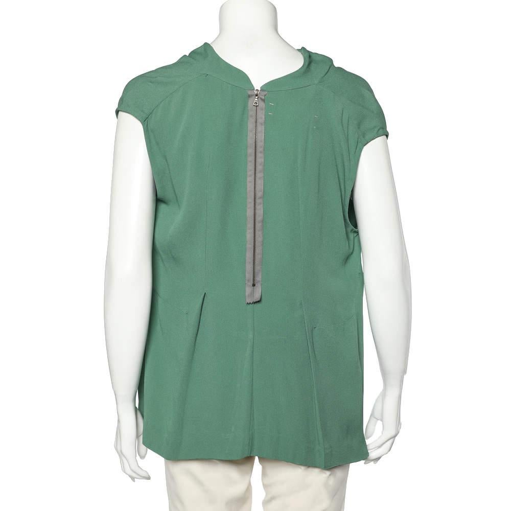 Gray Marni Green Crepe Draped Top M