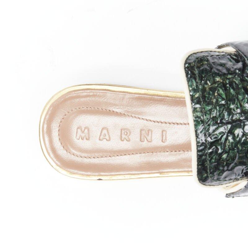 MARNI vert verni froissé bout pointu slip on mule flats loafer EU37.5 en vente 5