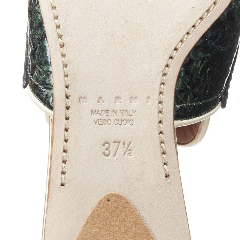 MARNI vert verni froissé bout pointu slip on mule flats loafer EU37.5 en vente 6