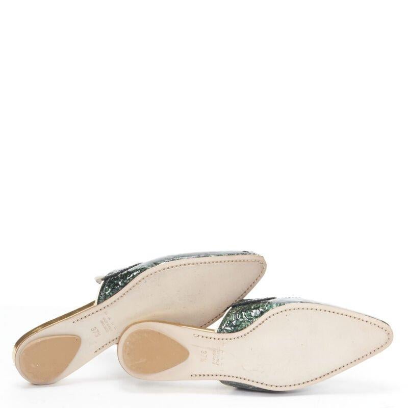 MARNI vert verni froissé bout pointu slip on mule flats loafer EU37.5 en vente 7