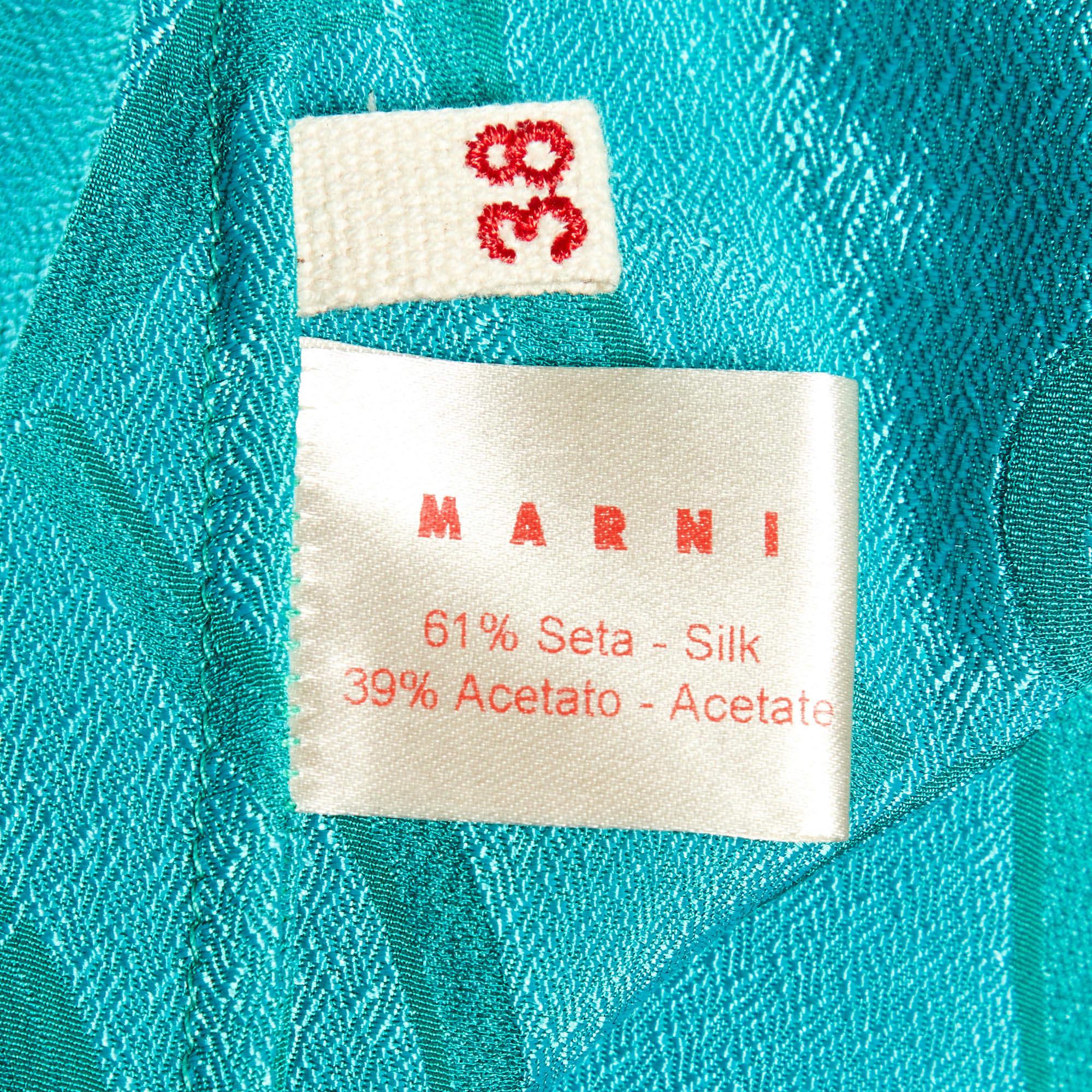 Top Marni Verde Jacquard Mezcla Seda Cuello en V S en venta 1