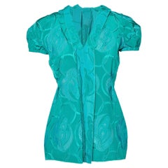 Top con scollo a V in misto seta Jacquard verde di Marni S.I.V.A.
