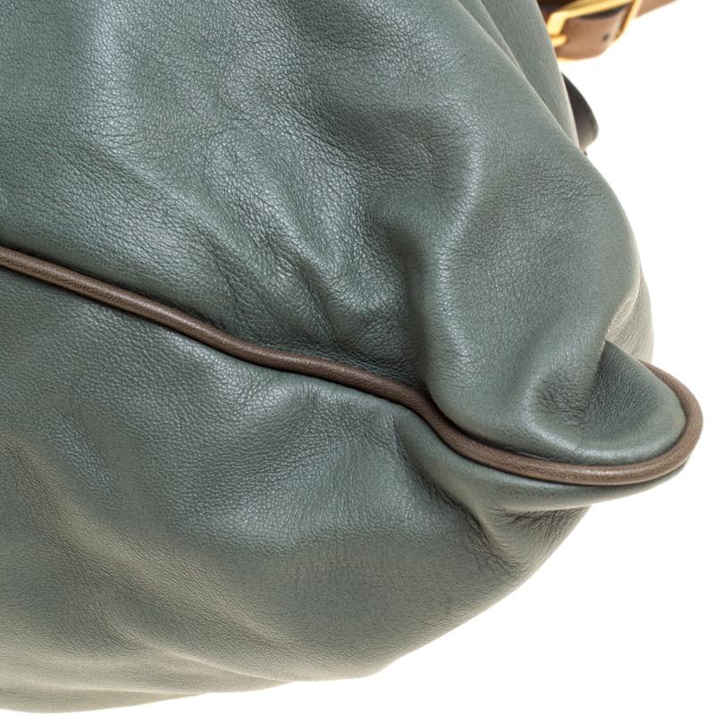 Gray Marni Green Leather Kiss Lock Frame Shoulder Bag