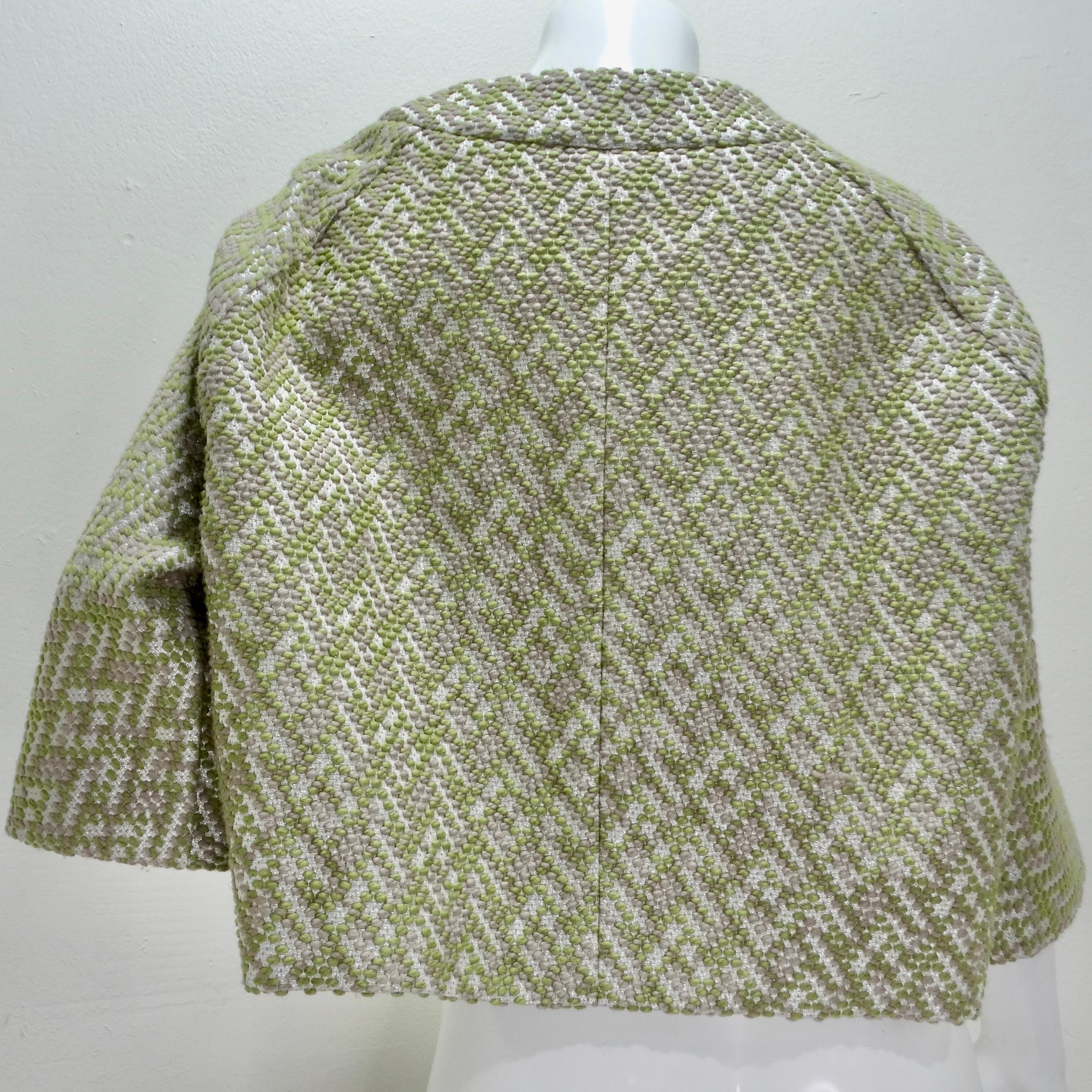 Marni Green Metallic Knit Jacket For Sale 2
