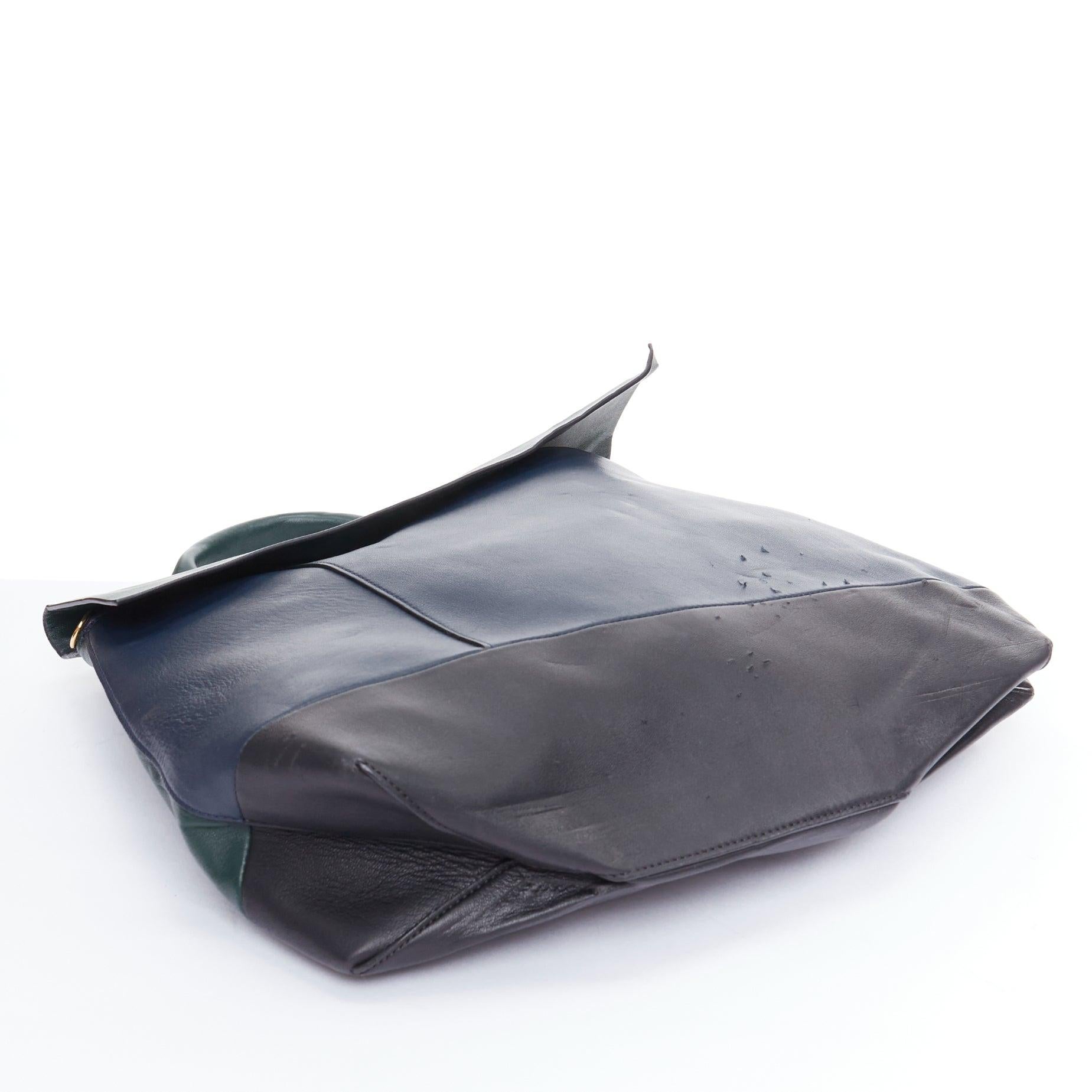 MARNI green navy black tricolor colorblock satchel flap bag For Sale 1