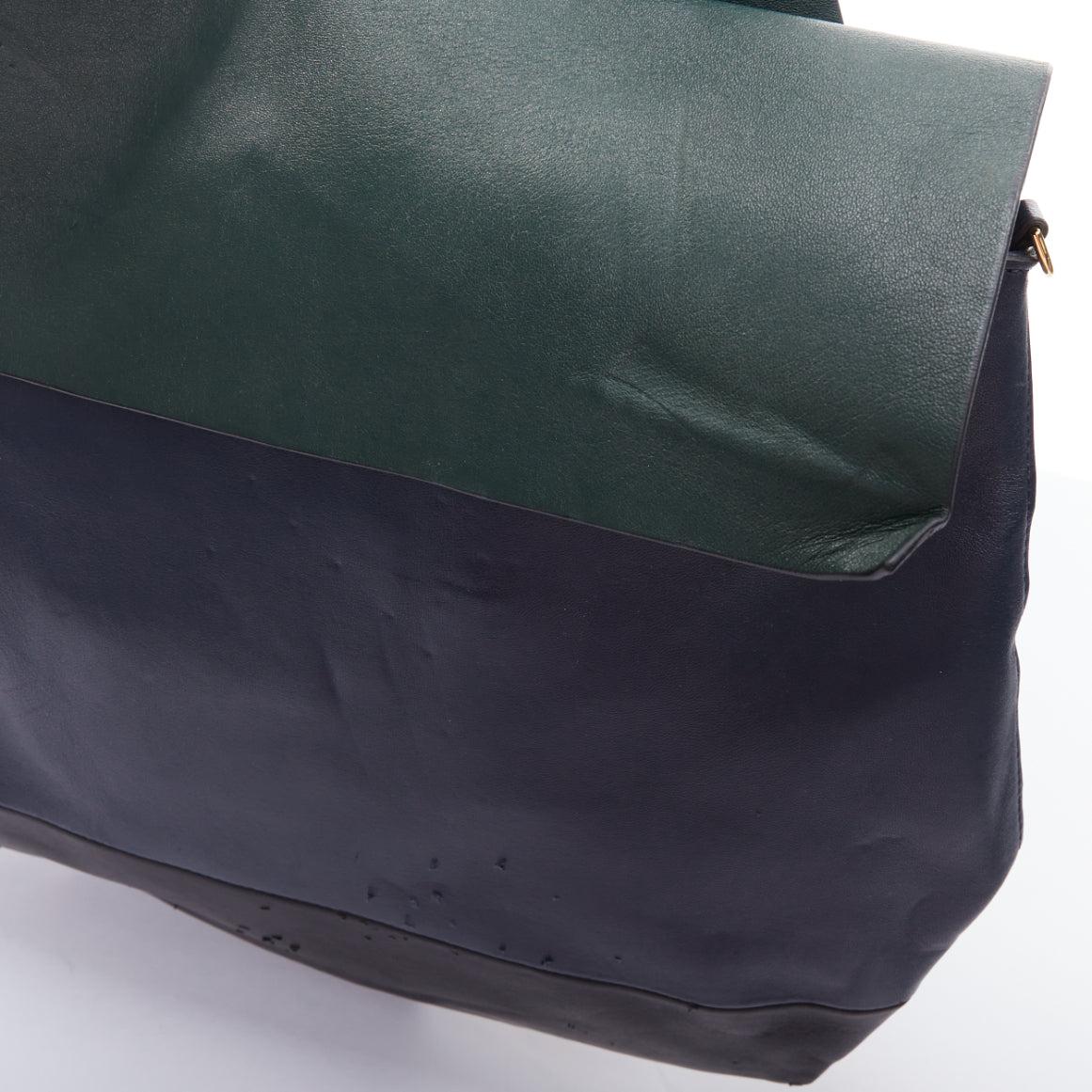 MARNI green navy black tricolor colorblock satchel flap bag For Sale 3