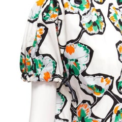 MARNI green orange floral print drawstring loop toggle shirt IT40 S