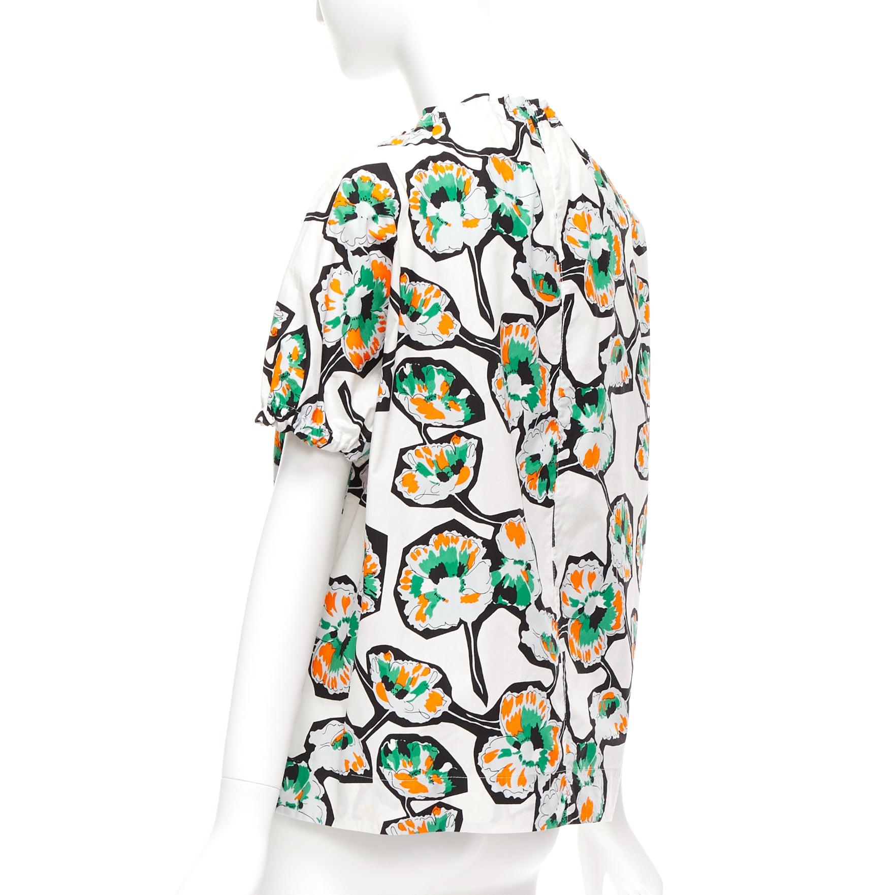 MARNI green orange floral print drawstring loop toggle shirt IT40 S For Sale 1