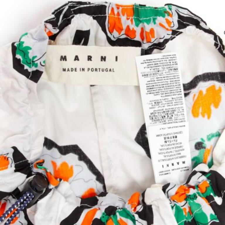 MARNI green orange floral print drawstring loop toggle shirt IT40 S For Sale 3