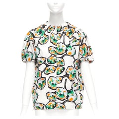 MARNI green orange floral print drawstring loop toggle shirt IT40 S