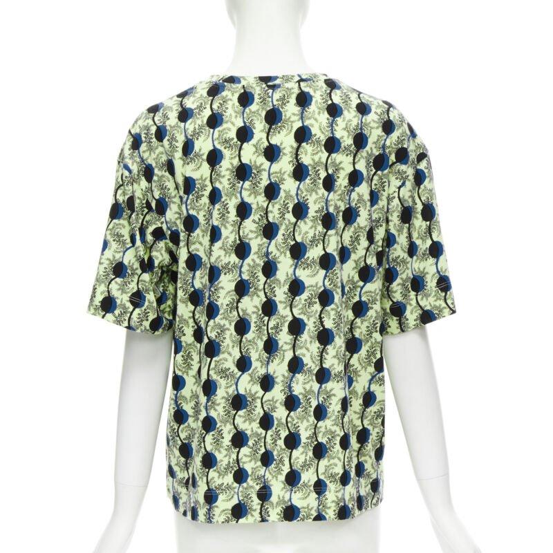 Donna MARNI verde paisley blu stampa fotografica geometrica a maniche corte  tshirt boxy IT36 XS in vendita