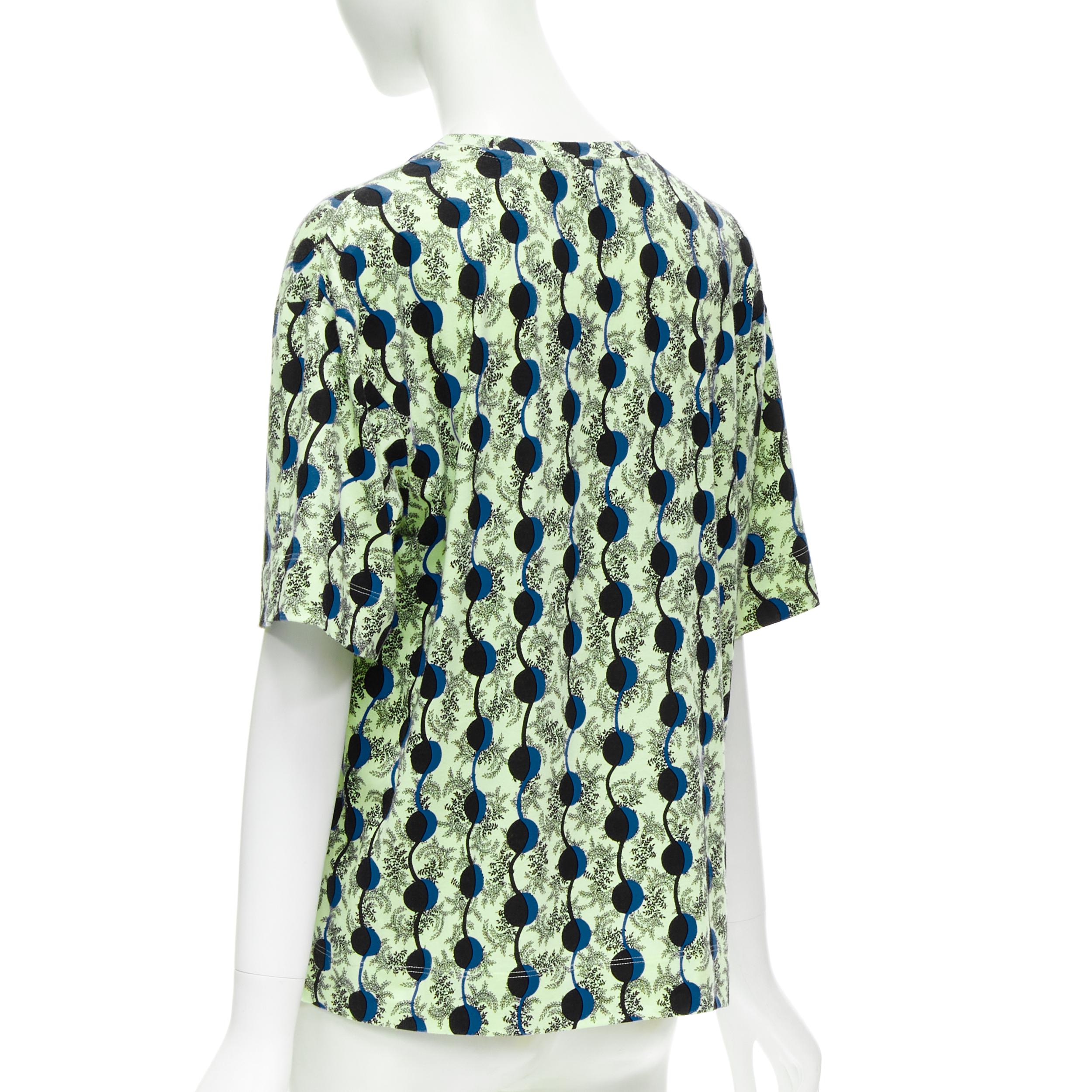 Gray MARNI green paisley blue geometric photo print short sleeve  boxy tshirt IT36 XS For Sale