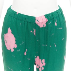 MARNI pantaloni elasticizzati casual verde rosa splatter tie dye IT38 XS