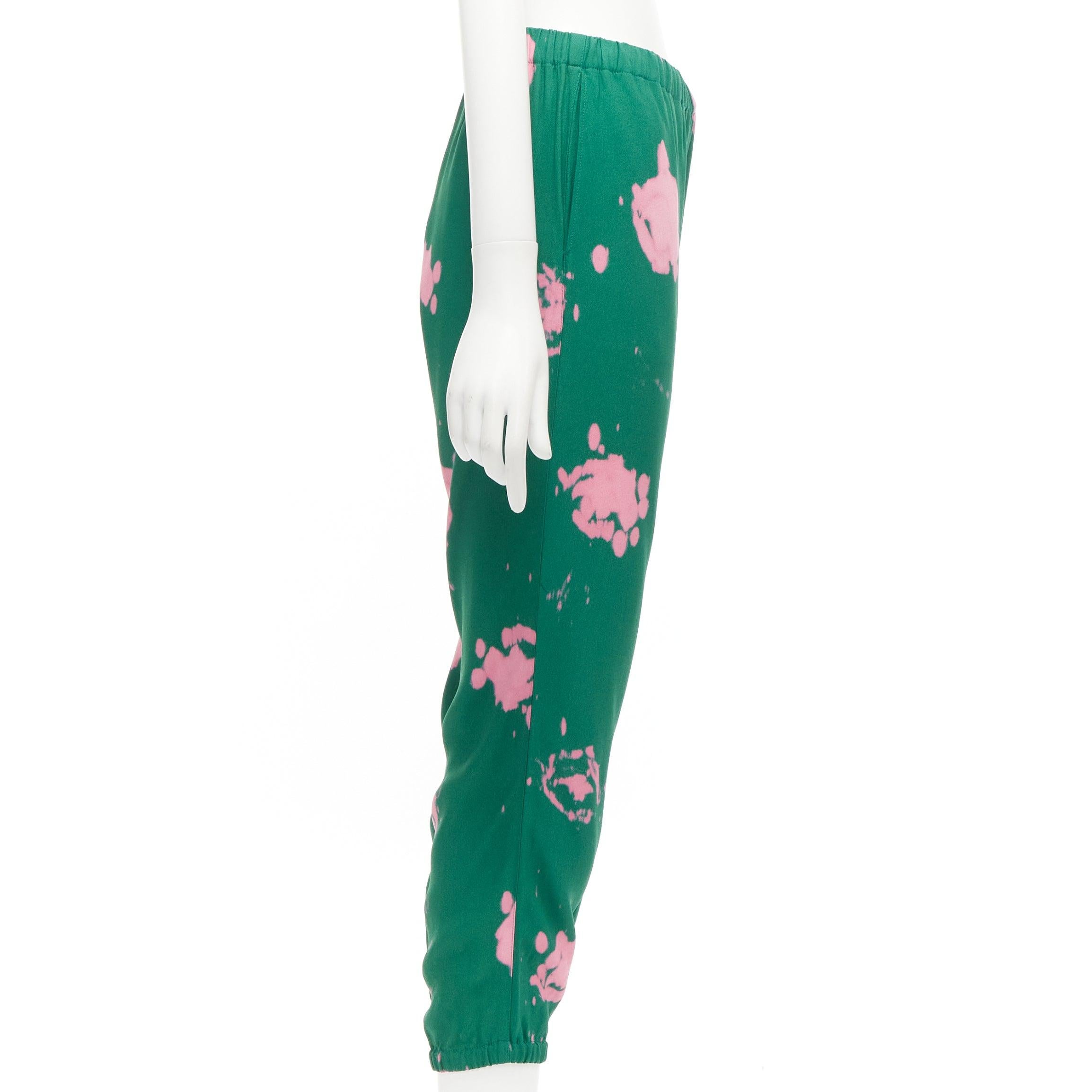 MARNI green pink splatter tie dye print elasticated casual pants IT38 XS In Excellent Condition For Sale In Hong Kong, NT