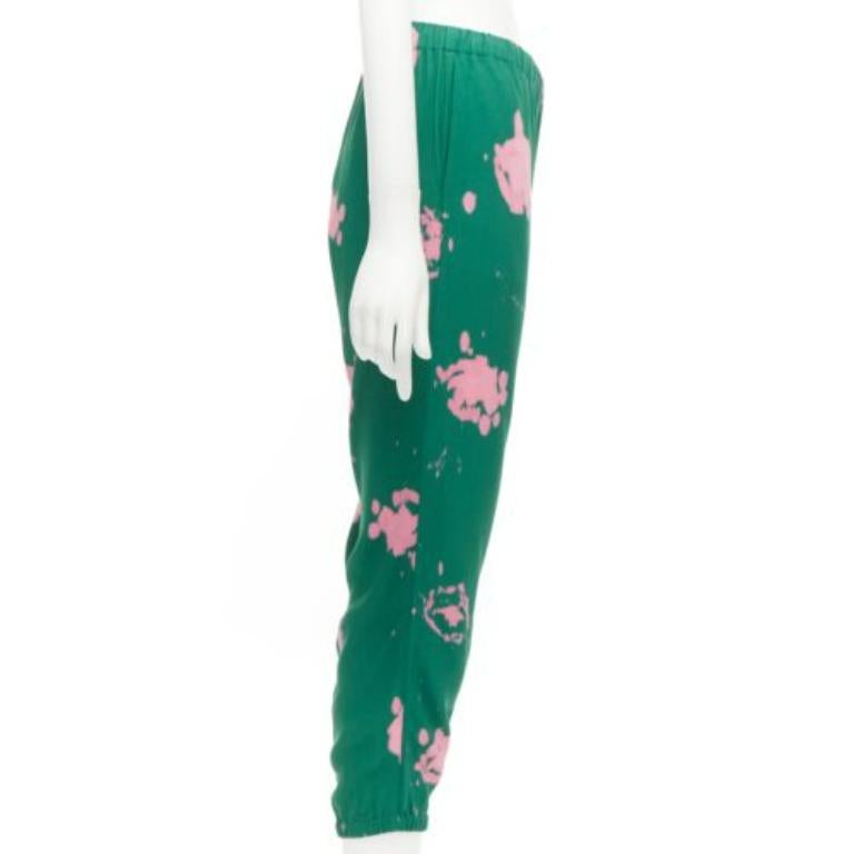 MARNI, pantalon décontracté élastique vert à carreaux tie-dye imprimé, taille IT 38 XS Excellent état - En vente à Hong Kong, NT