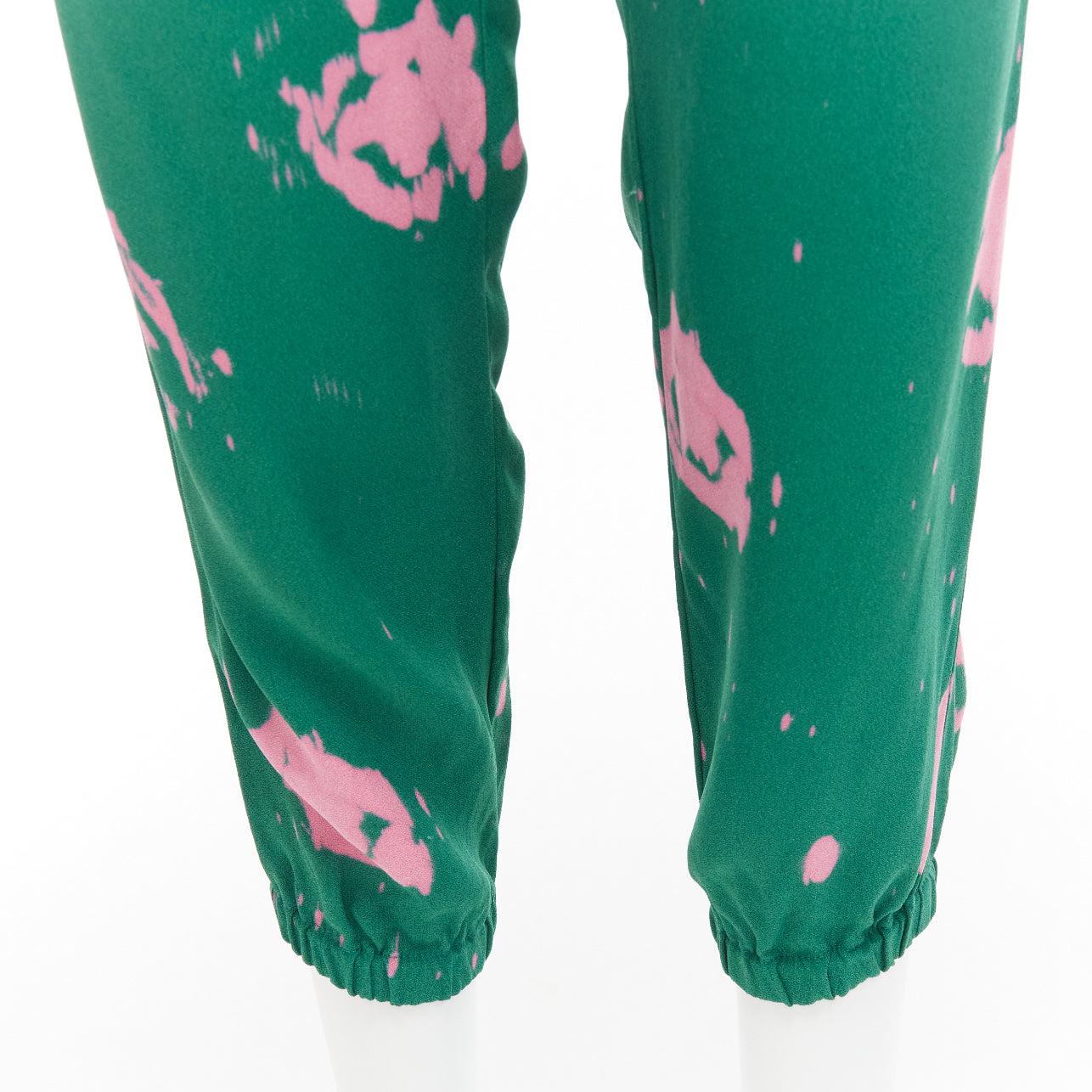 MARNI green pink splatter tie dye print elasticated casual pants IT38 XS For Sale 3