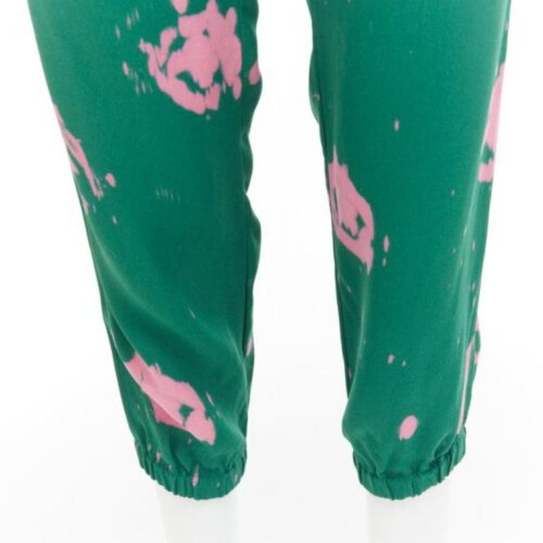MARNI, pantalon décontracté élastique vert à carreaux tie-dye imprimé, taille IT 38 XS en vente 2