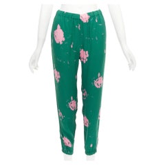 MARNI pantaloni elasticizzati casual verde rosa splatter tie dye IT38 XS