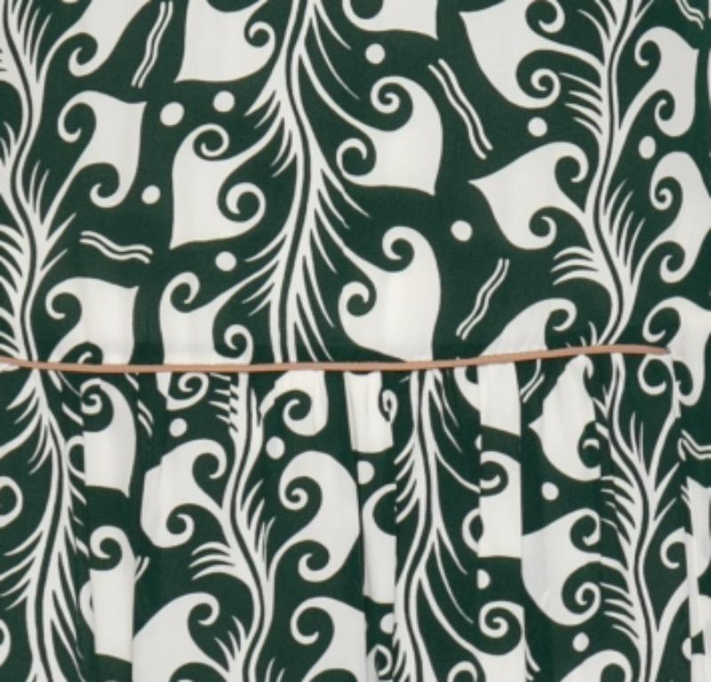 Gris Marni, robe longue plissée sur le devant en crêpe imprimé vert S