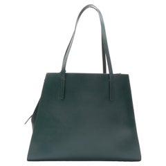 MARNI green saffiano leather top zip asymmetric structured tote bag