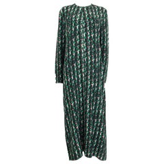MARNI green silk Printed Long Sleeve Maxi Shift Dress 44 L
