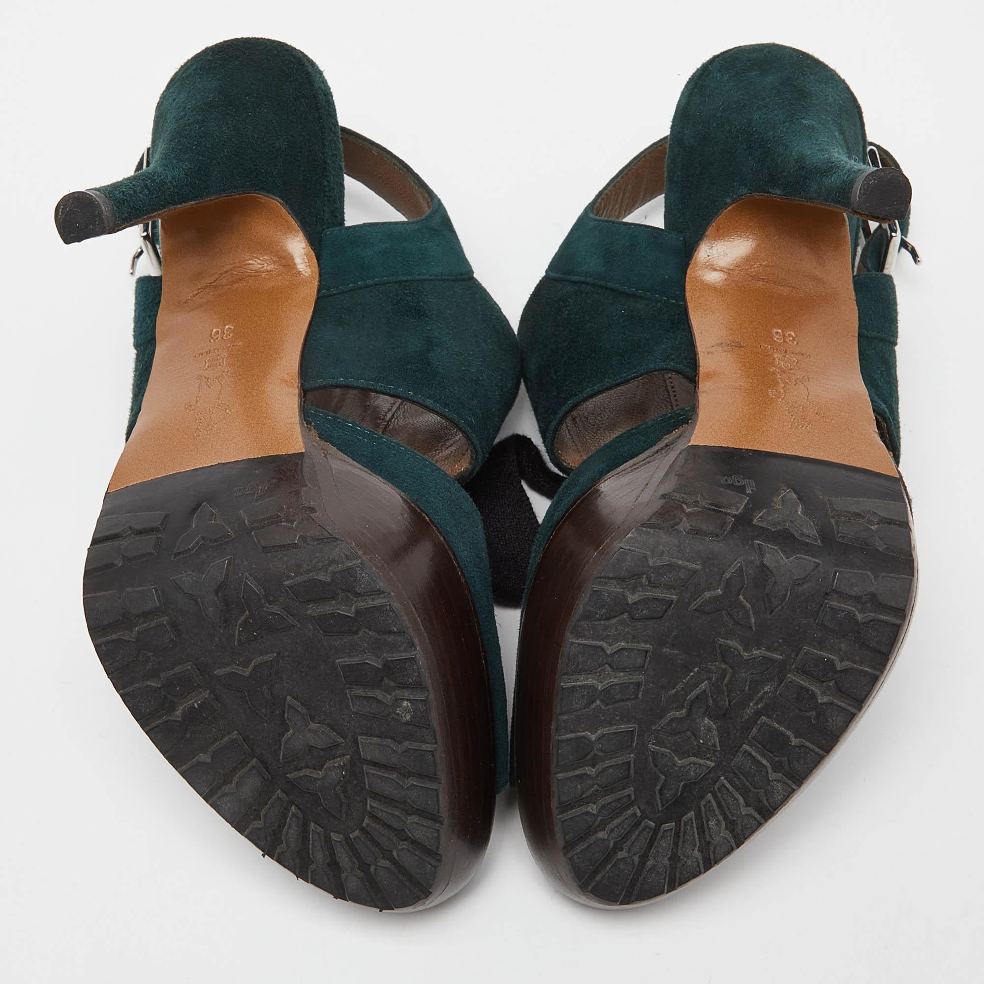 Marni - Sandales en daim vertes à talon aiguille - Taille 36 en vente 1