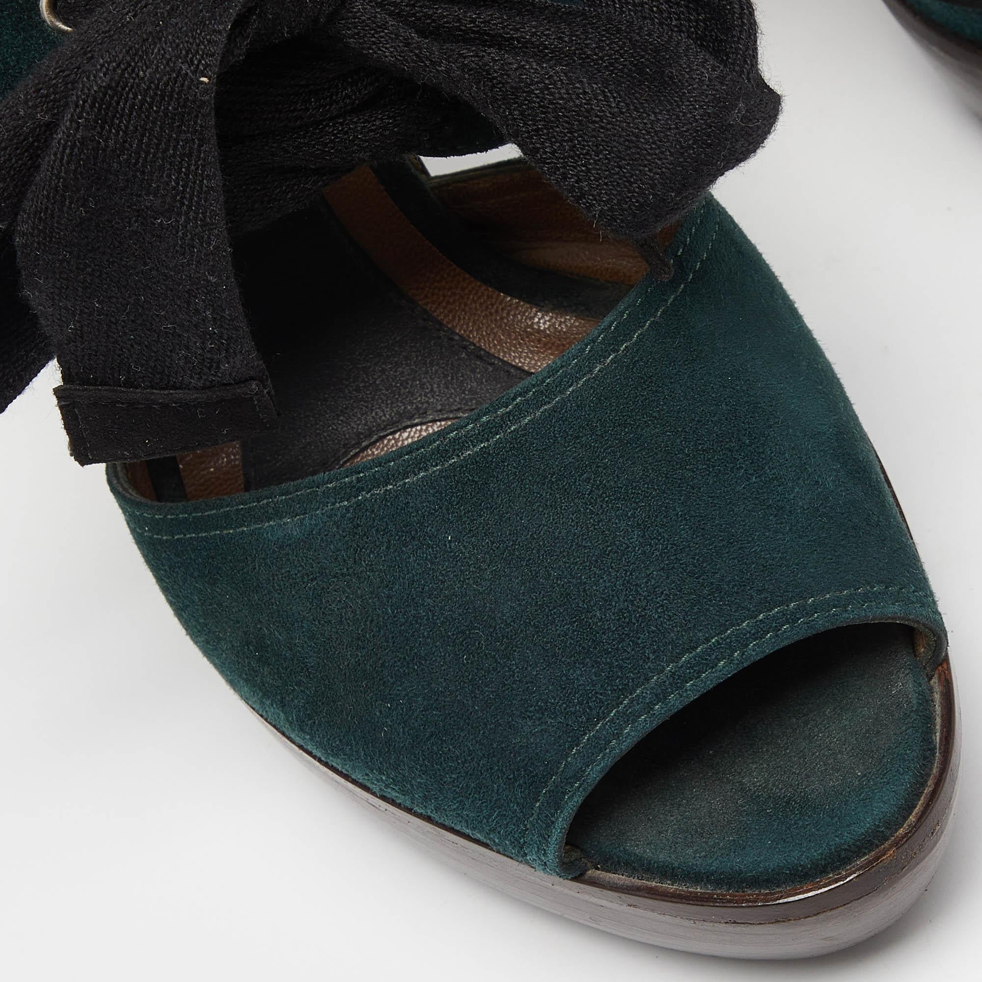 Marni - Sandales en daim vertes à talon aiguille - Taille 36 en vente 2